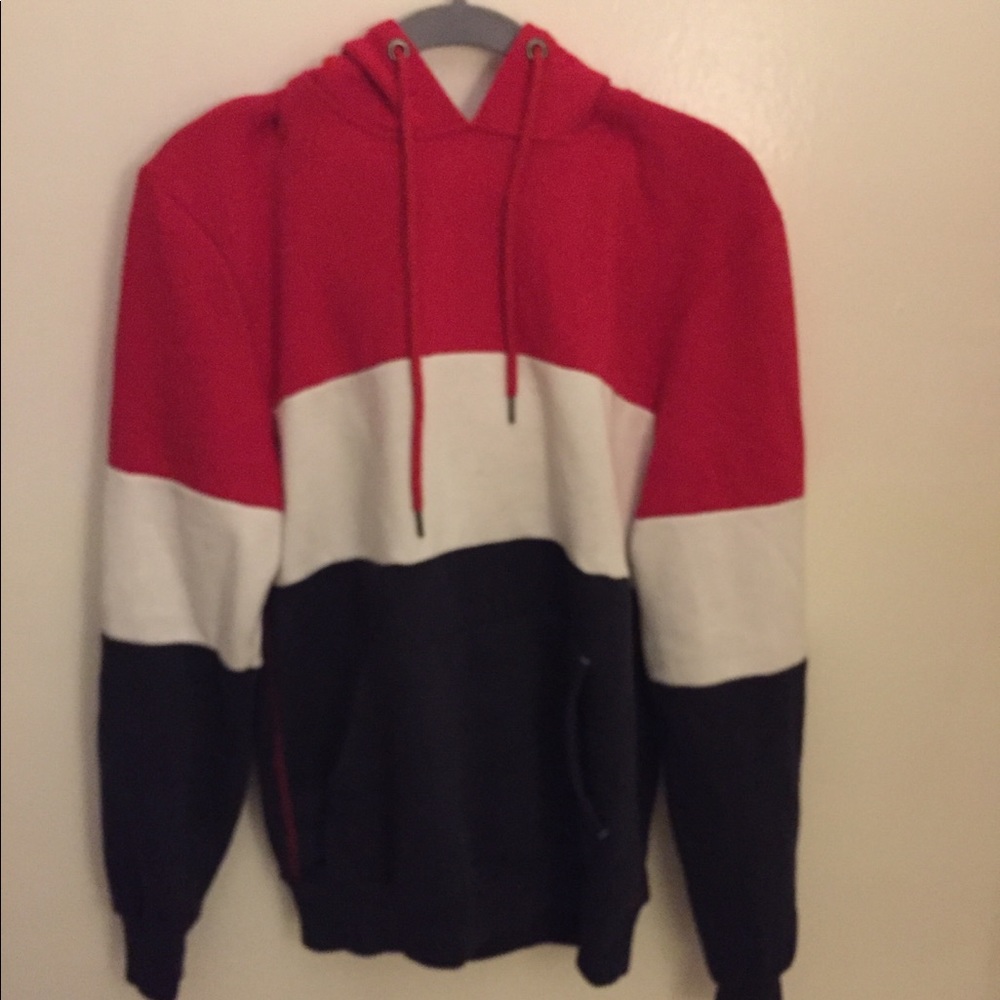 Red, white, blue hoodie
